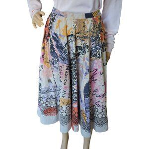 Fabulous Sequined Skyline Animal Print Abstract Circle Skirt Women's Size Small
